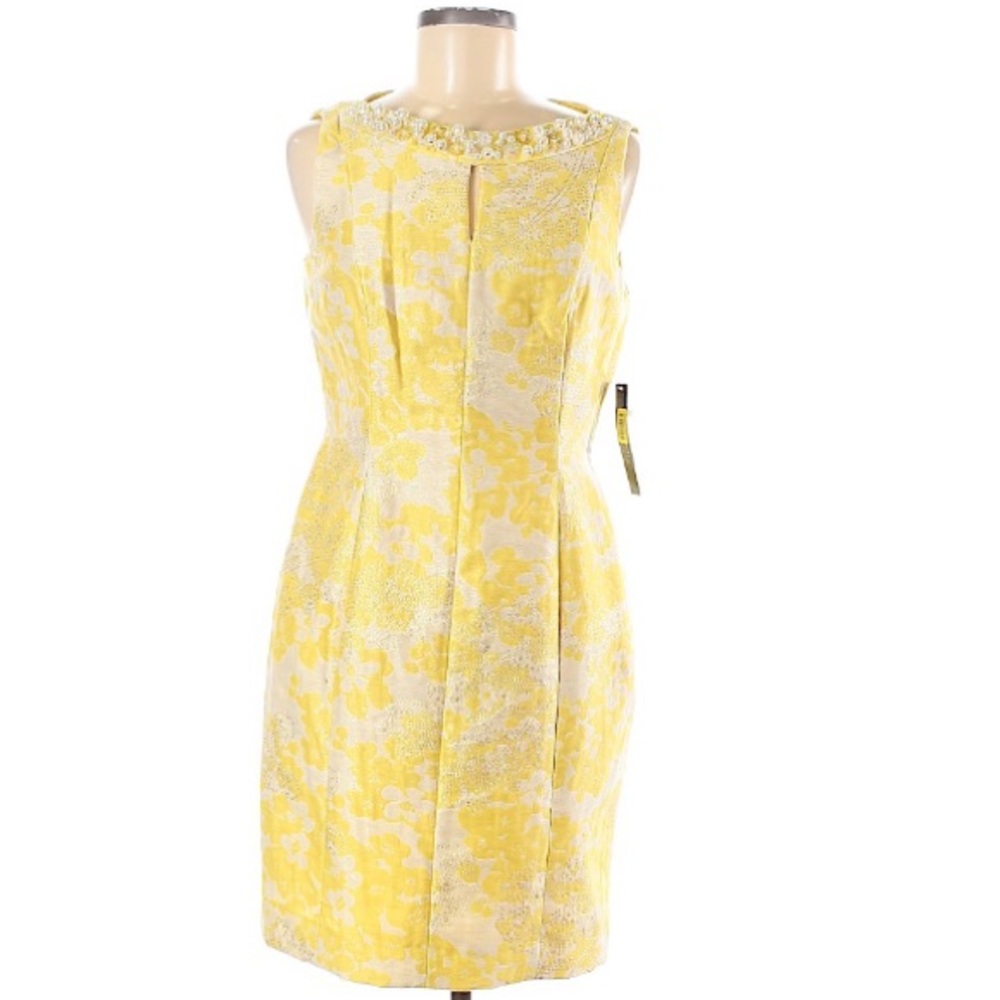 Tahari Yellow with silver embroidery dress size 6p